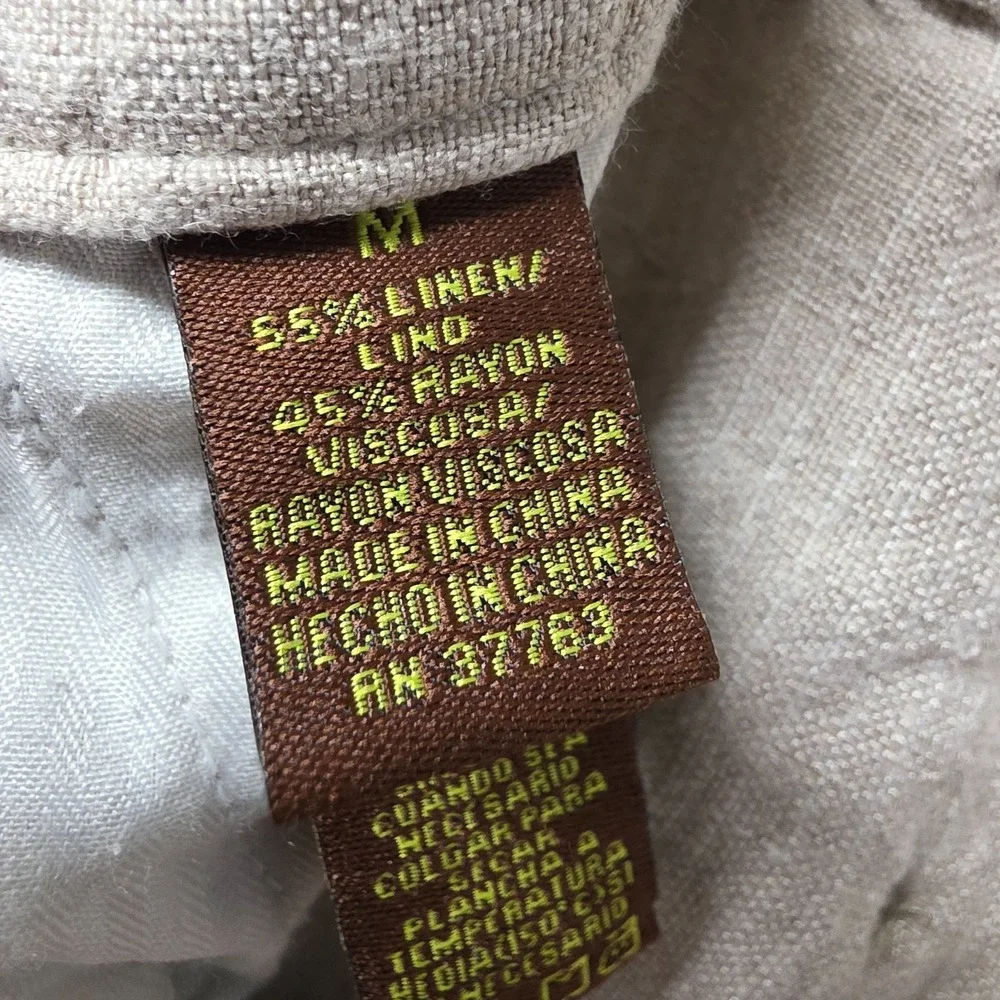 Havana Nines Womens M Taupe Linen Rayon Pull On Casual Beach Pants